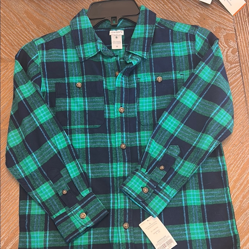 Carter's Green and Blue Plaid Button Down Shirt